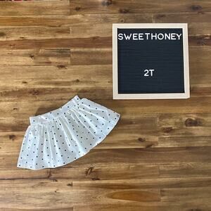 NEW SweetHoney Garden Skort Skirt Dotty Polka Dot Cream Black Cotton Toddler 2T